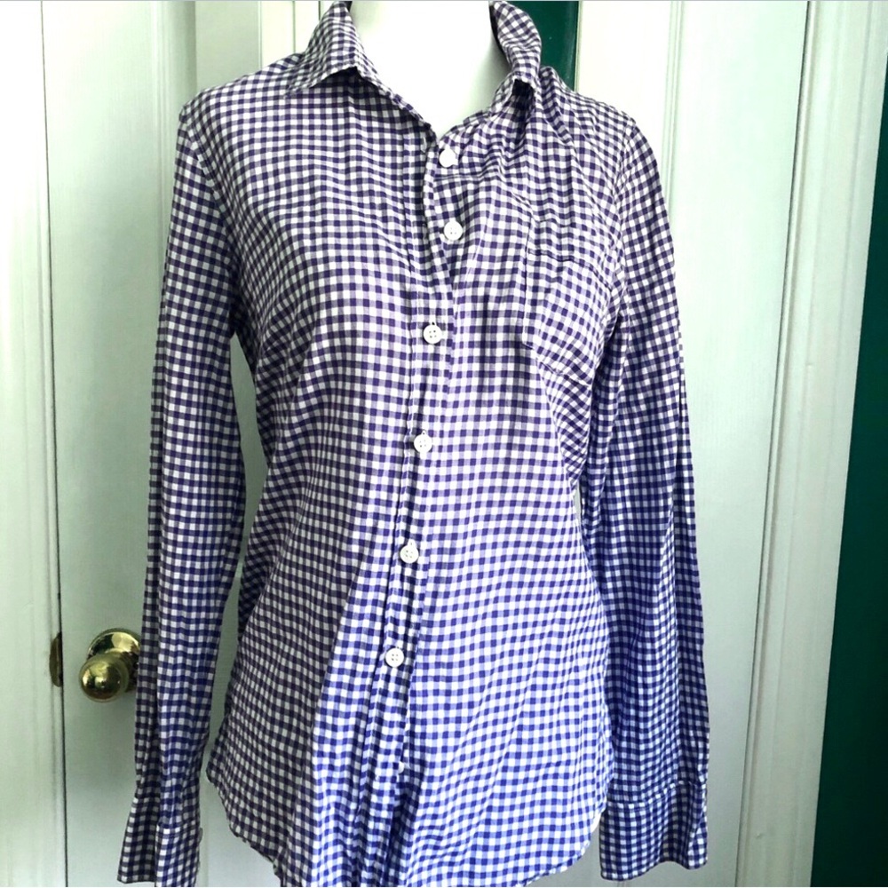 J.Crew Purple/White Gingham Button Down Shirt XS